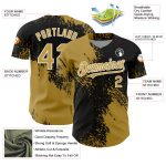Personalized Old Gold Black-White 3D Pattern Design Abstract Brush Stroke Authentic Baseball Jersey Team Custom Name and Number