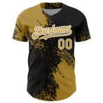 Personalized Old Gold Black-White 3D Pattern Design Abstract Brush Stroke Authentic Baseball Jersey Team Custom Name and Number