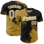 Personalized Old Gold Black-White 3D Pattern Design Abstract Brush Stroke Authentic Baseball Jersey Team Custom Name and Number