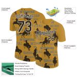 Personalized Old Gold Black-White 3D Pattern Design Cowboy Rodeo Performance T-Shirt Team Custom Name and Number