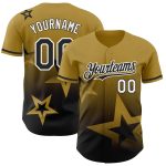 Personalized Old Gold Black-White 3D Pattern Design Gradient Style Twinkle Star Authentic Baseball Jersey Team Custom Name and Number
