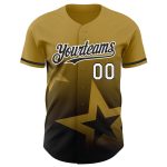 Personalized Old Gold Black-White 3D Pattern Design Gradient Style Twinkle Star Authentic Baseball Jersey Team Custom Name and Number