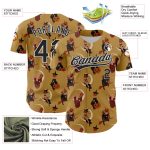Personalized Old Gold Black-White 3D Pattern Halloween Authentic Baseball Jersey Team Custom Name and Number