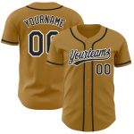 Personalized Authentic Baseball Jersey in Old Gold and Black-White Design Personalized Old Gold Black-White Authentic Baseball
