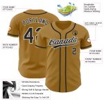 Personalized Authentic Baseball Jersey in Old Gold and Black-White Design Personalized Old Gold Black-White Authentic Baseball