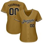 Personalized Old Gold Black-White Authentic Baseball Jersey Team Custom Name and Number