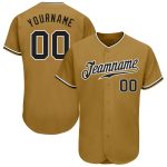 Personalized Old Gold Black-White Authentic Baseball Jersey Team Custom Name and Number