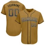 Custom Name Number Authentic Drift Baseball Jersey in Old Gold Black White Personalized Old Gold Black-White Authentic Drift