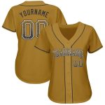 Custom Name Number Authentic Drift Baseball Jersey in Old Gold Black White Personalized Old Gold Black-White Authentic Drift