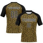 Personalized Old Gold Black-White Geometric Shape Sublimation Volleyball Uniform Jersey Team Custom Name and Number