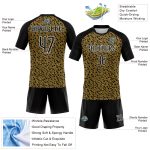 Personalized Old Gold Black-White Geometric Shape Sublimation Volleyball Uniform Jersey Team Custom Name and Number