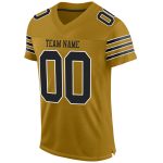 Personalized Old Gold Black-White Mesh Authentic Football Jersey