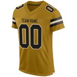 Custom Old Gold Black-White Mesh Football Jersey with Personalized Name and Number - Authentic Team Gear Personalized Old