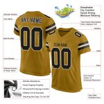 Custom Old Gold Black-White Mesh Football Jersey with Personalized Name and Number - Authentic Team Gear Personalized Old
