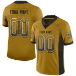 Personalized Old Gold Black-White Mesh Drift Fashion Football Jersey Team Custom Name and Number