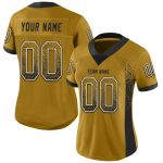 Personalized Old Gold Black-White Mesh Drift Fashion Football Jersey Team Custom Name and Number