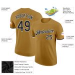 Personalized Old Gold Black-White Performance T-Shirt Team Custom Name and Number