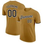 Personalized Old Gold Black-White Performance T-Shirt Team Custom Name and Number
