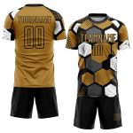 Personalized Old Gold Black-White Sublimation Soccer Uniform Jersey Team Custom Name and Number