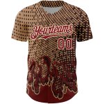 Personalized Old Gold Crimson-City Cream 3D Pattern Design Flame Authentic Baseball Jersey Team Custom Name and Number