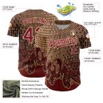 Personalized Old Gold Crimson-City Cream 3D Pattern Design Flame Authentic Baseball Jersey Team Custom Name and Number