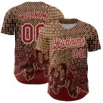 Personalized Old Gold Crimson-City Cream 3D Pattern Design Flame Authentic Baseball Jersey Team Custom Name and Number