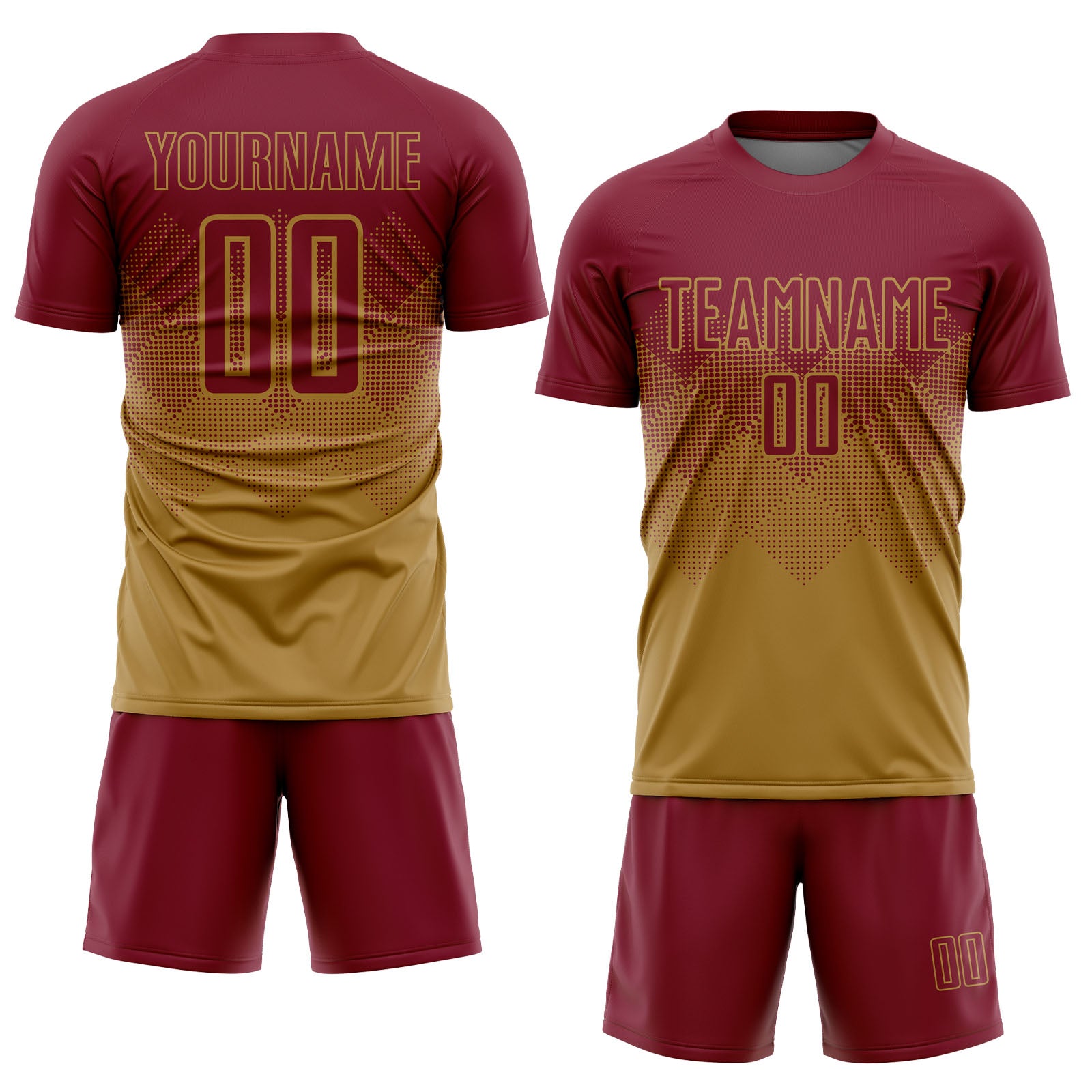 Personalized Old Gold Crimson Sublimation Soccer Uniform Jersey Team Custom Name and Number Custom Name and Number Personalized Old Gold Crimson Soccer Uniform Jersey - Sublimation Team Gear Personalized Old Gold - Image 2