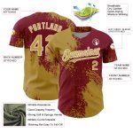 Personalized Old Gold Crimson-White 3D Pattern Design Abstract Brush Stroke Authentic Baseball Jersey Team Custom Name and Number
