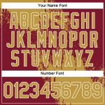 Personalized Old Gold Crimson-White 3D Pattern Design Abstract Brush Stroke Performance T-Shirt Team Custom Name and Number
