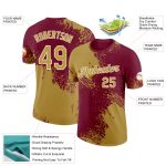 Personalized Old Gold Crimson-White 3D Pattern Design Abstract Brush Stroke Performance T-Shirt Team Custom Name and Number