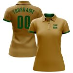 Personalized Old Gold Green Performance Golf Polo Shirt Team Custom Name and Number