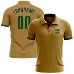 Personalized Old Gold Green Performance Golf Polo Shirt Team Custom Name and Number