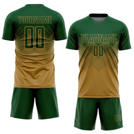 Personalized Old Gold Green Sublimation Soccer Uniform Jersey Team Custom Name and Number