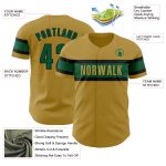 Personalized Old Gold Black Green Baseball Jersey - Authentic Sportswear Personalized Old Gold Kelly Green-Black Authentic