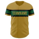 Personalized Old Gold Black Green Baseball Jersey - Authentic Sportswear Personalized Old Gold Kelly Green-Black Authentic