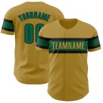 Personalized Old Gold Black Green Baseball Jersey - Authentic Sportswear Personalized Old Gold Kelly Green-Black Authentic
