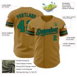 Personalized Old Gold Kelly Green-Black Authentic Baseball Jersey Team Custom Name and Number