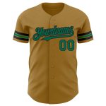 Personalized Old Gold Kelly Green-Black Authentic Baseball Jersey Team Custom Name and Number