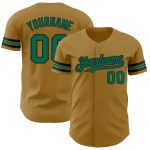 Personalized Old Gold Kelly Green-Black Authentic Baseball Jersey Team Custom Name and Number