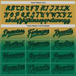 Personalized Old Gold Kelly Green-Black Bomber Full-Snap Varsity Letterman Fade Fashion Jacket Team Custom Name and Number