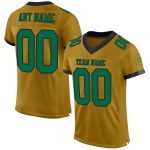 Personalized Old Gold Kelly Green-Black Mesh Authentic Football Jersey Team Custom Name and Number