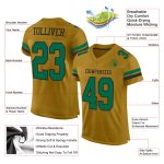 Personalized Old Gold Kelly Green-Black Mesh Authentic Football Jersey