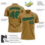 Personalized Old Gold Kelly Green-Black Performance Vapor Golf Polo Shirt Team Custom Name and Number