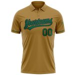Personalized Old Gold Kelly Green-Black Performance Vapor Golf Polo Shirt Team Custom Name and Number