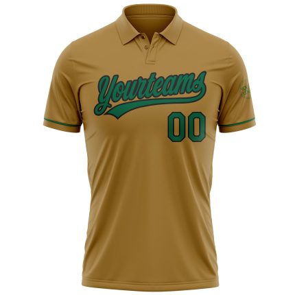 Personalized Old Gold Kelly Green-Black Performance Vapor Golf Polo Shirt Team Custom Name and Number