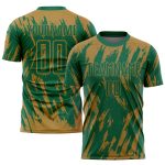 Personalized Old Gold Kelly Green Sublimation Soccer Uniform Jersey Team Custom Name and Number