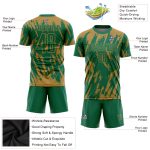 Personalized Old Gold Kelly Green Sublimation Soccer Uniform Jersey Team Custom Name and Number