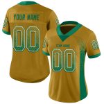 Personalized Old Gold Kelly Green-White Mesh Drift Fashion Football Jersey Team Custom Name and Number