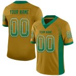 Personalized Old Gold Kelly Green-White Mesh Drift Fashion Football Jersey Team Custom Name and Number