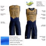 Personalized Old Gold Navy Color Splash Round Neck Sublimation Basketball Suit Jersey Team Custom Name and Number
